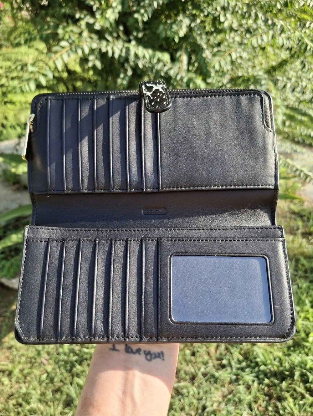 Coach Madison Black/White Exotic Python Embossed Leather Long Wallet #F50898